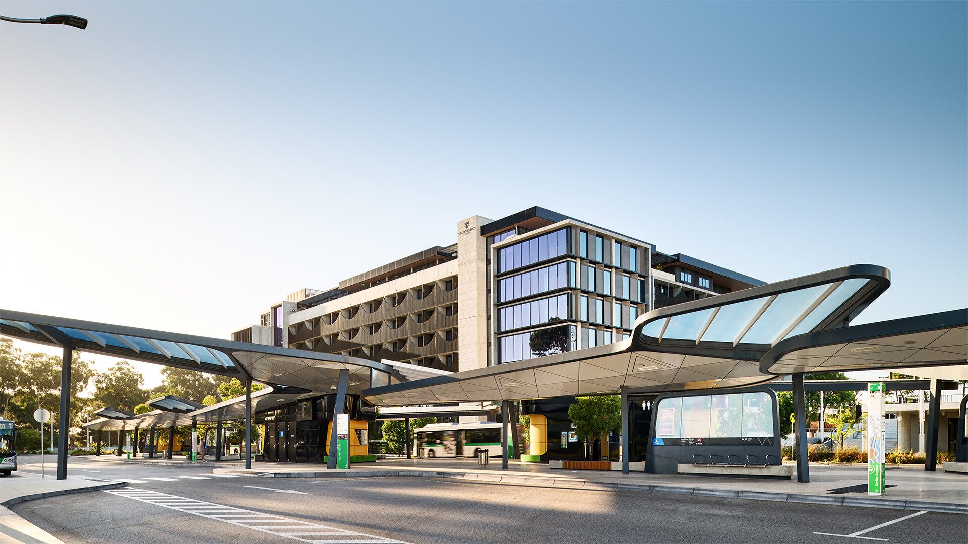 Curtin Central Bus Interchange with St. Catherines behind