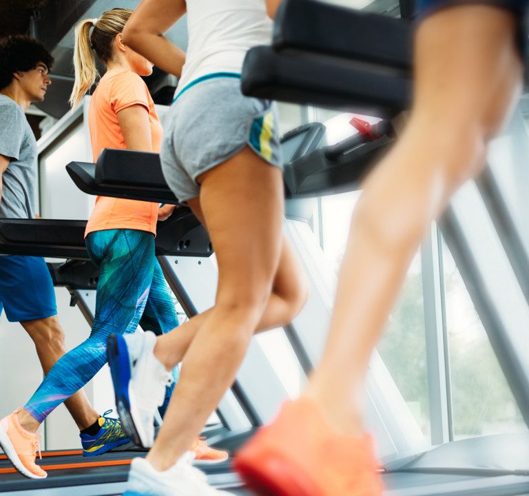 Students on treadmills